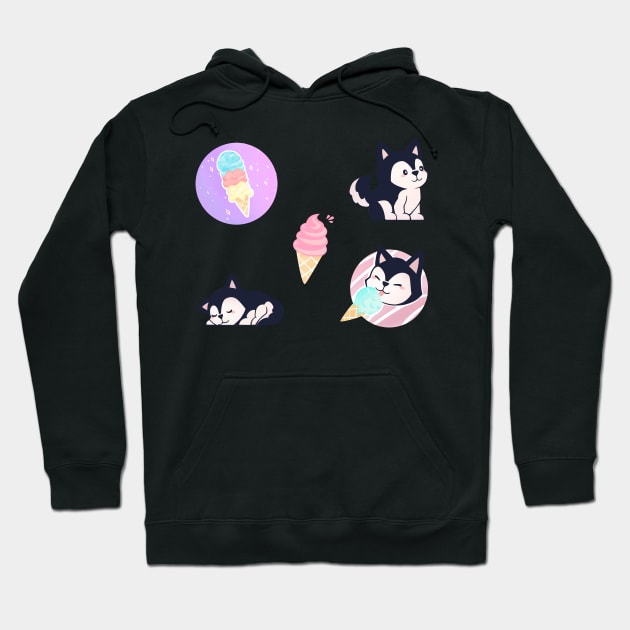 Husky and Icecream Hoodie by colorcover